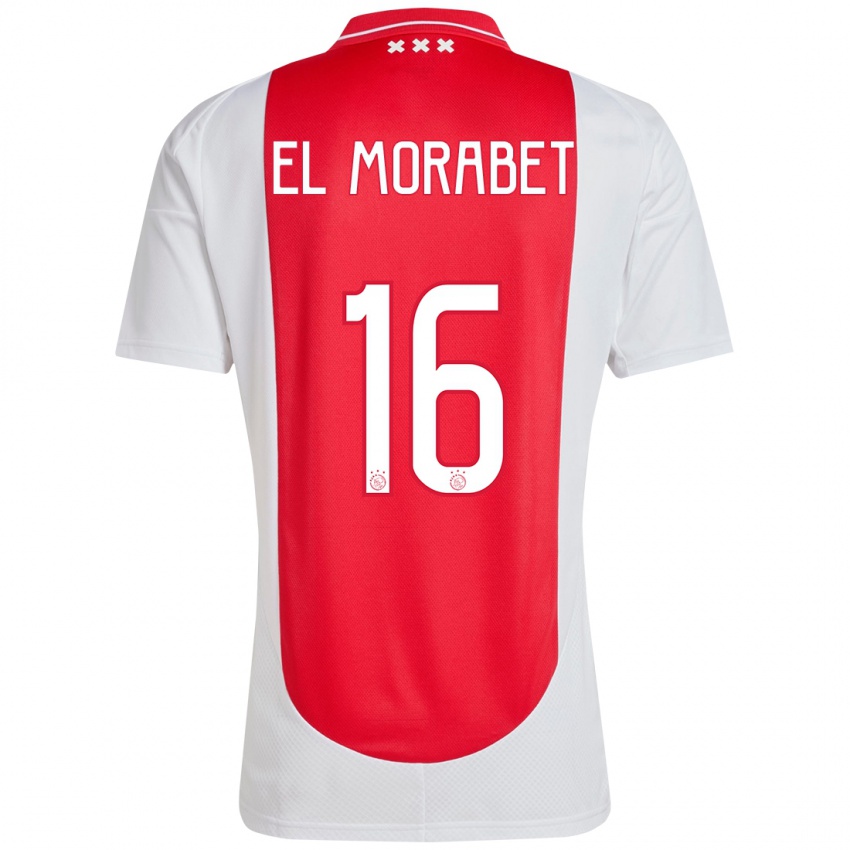 Kinderen Younes El Morabet #16 Rood Wit Thuisshirt Thuistenue 2024/25 T-Shirt