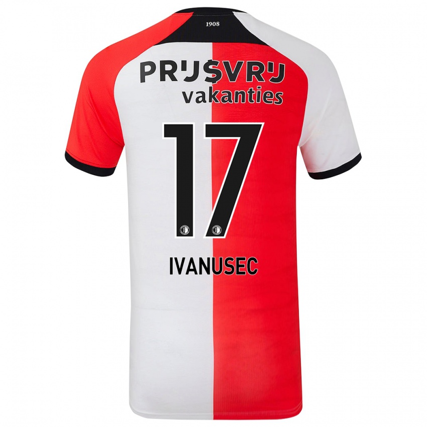 Kinderen Luka Ivanusec #17 Rood Wit Thuisshirt Thuistenue 2024/25 T-Shirt