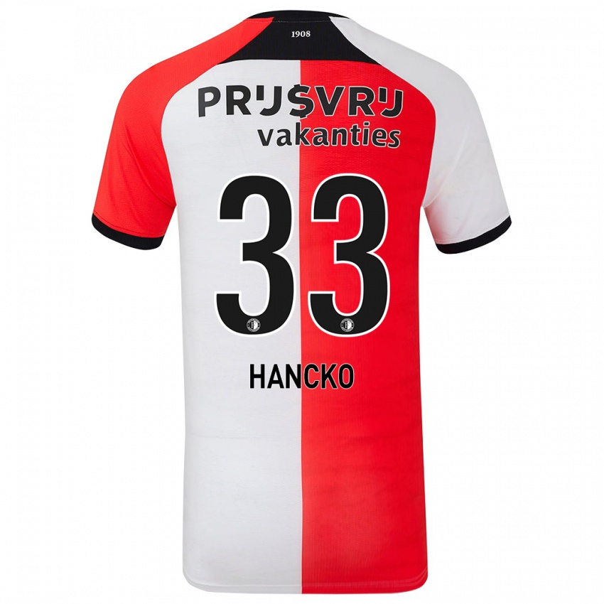 Kinderen David Hancko #33 Rood Wit Thuisshirt Thuistenue 2024/25 T-Shirt