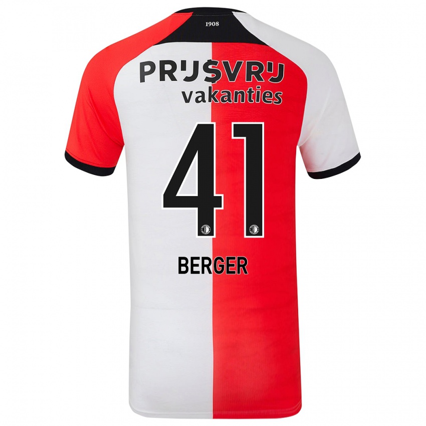 Kinderen Mannou Berger #41 Rood Wit Thuisshirt Thuistenue 2024/25 T-Shirt