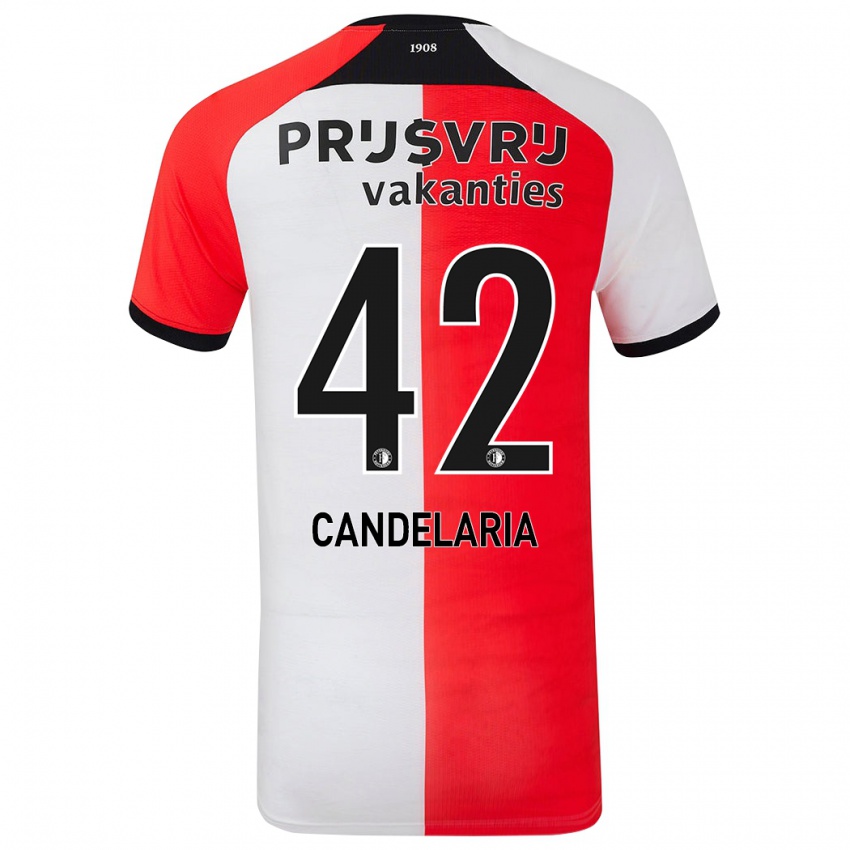 Kinderen Jayden Candelaria #42 Rood Wit Thuisshirt Thuistenue 2024/25 T-Shirt