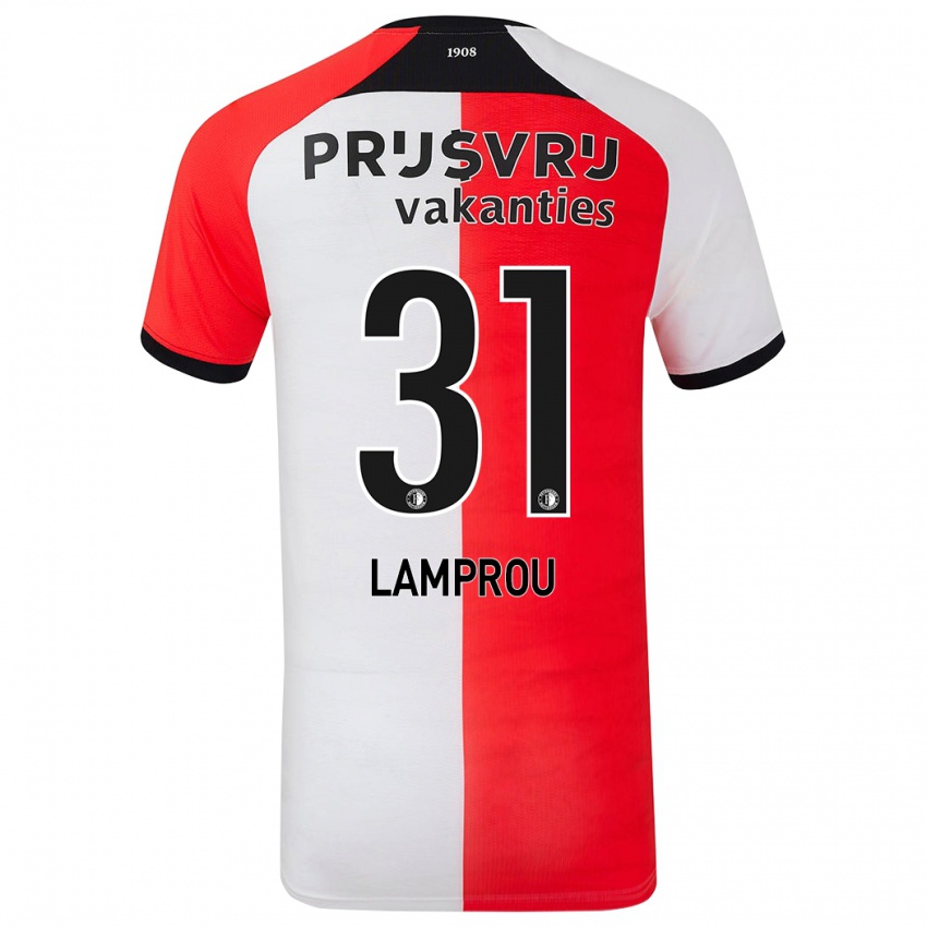 Kinderen Kostas Lamprou #31 Rood Wit Thuisshirt Thuistenue 2024/25 T-Shirt