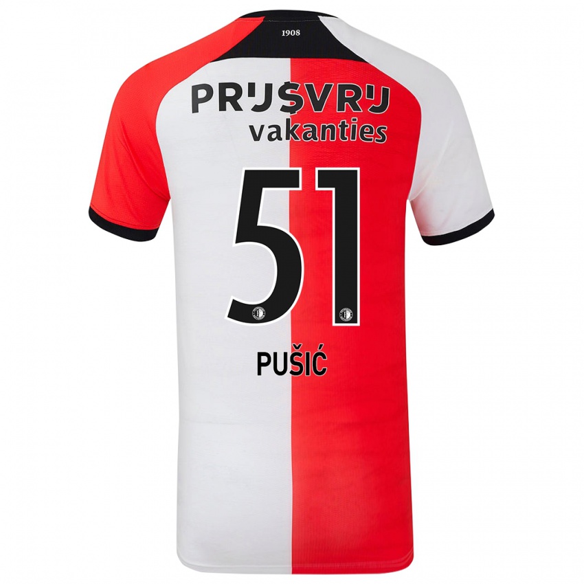 Kinderen Noah Pušić #51 Rood Wit Thuisshirt Thuistenue 2024/25 T-Shirt