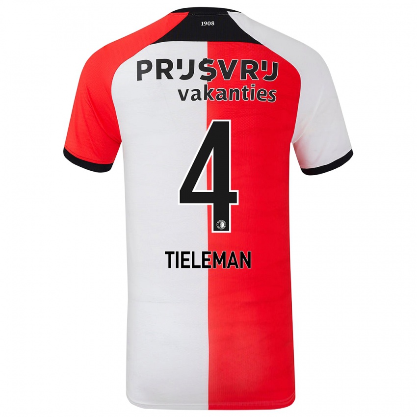 Kinderen Jerry Tieleman #4 Rood Wit Thuisshirt Thuistenue 2024/25 T-Shirt