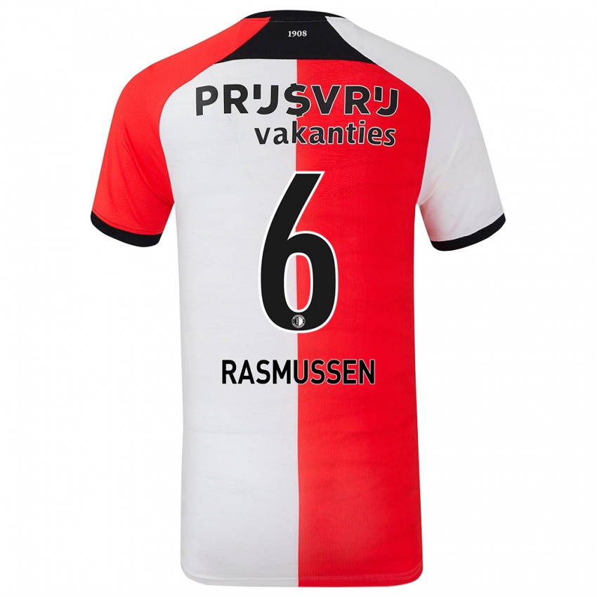 Kinderen Jacob Rasmussen #6 Rood Wit Thuisshirt Thuistenue 2024/25 T-Shirt