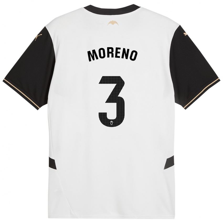 Kinderen Diego Moreno #3 Wit Zwart Thuisshirt Thuistenue 2024/25 T-Shirt