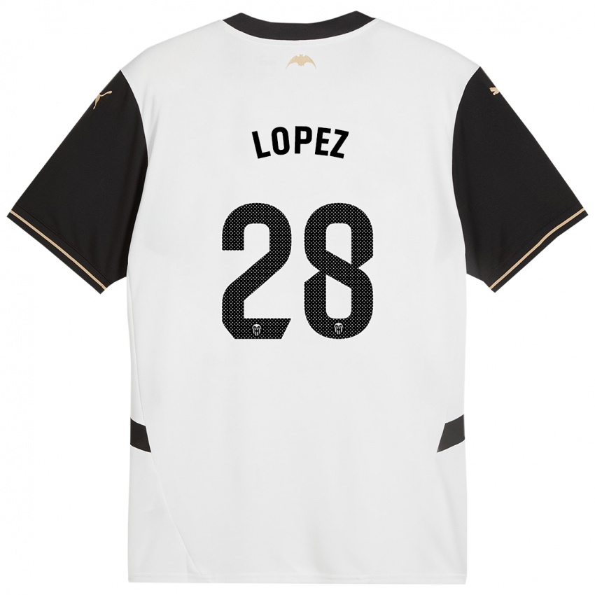 Kinderen Saray Lopez #28 Wit Zwart Thuisshirt Thuistenue 2024/25 T-Shirt