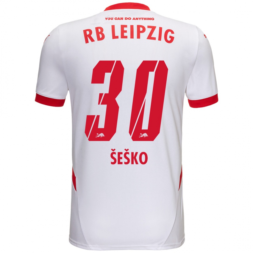 Kinderen Benjamin Sesko #30 Wit Rood Thuisshirt Thuistenue 2024/25 T-Shirt