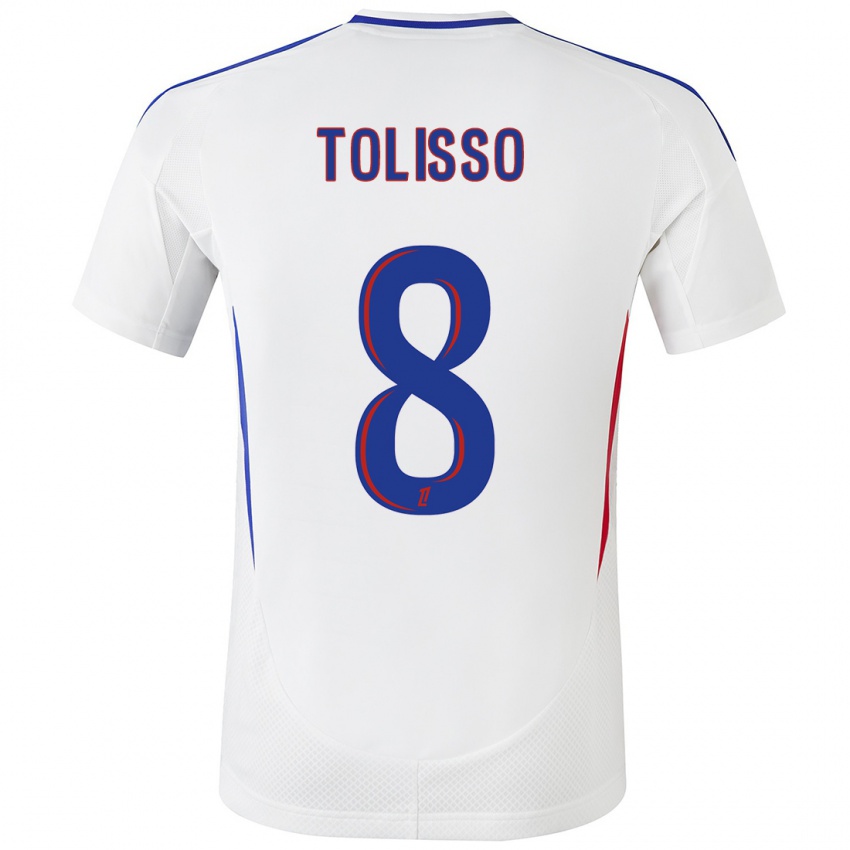 Kinderen Corentin Tolisso #8 Wit Blauw Thuisshirt Thuistenue 2024/25 T-Shirt