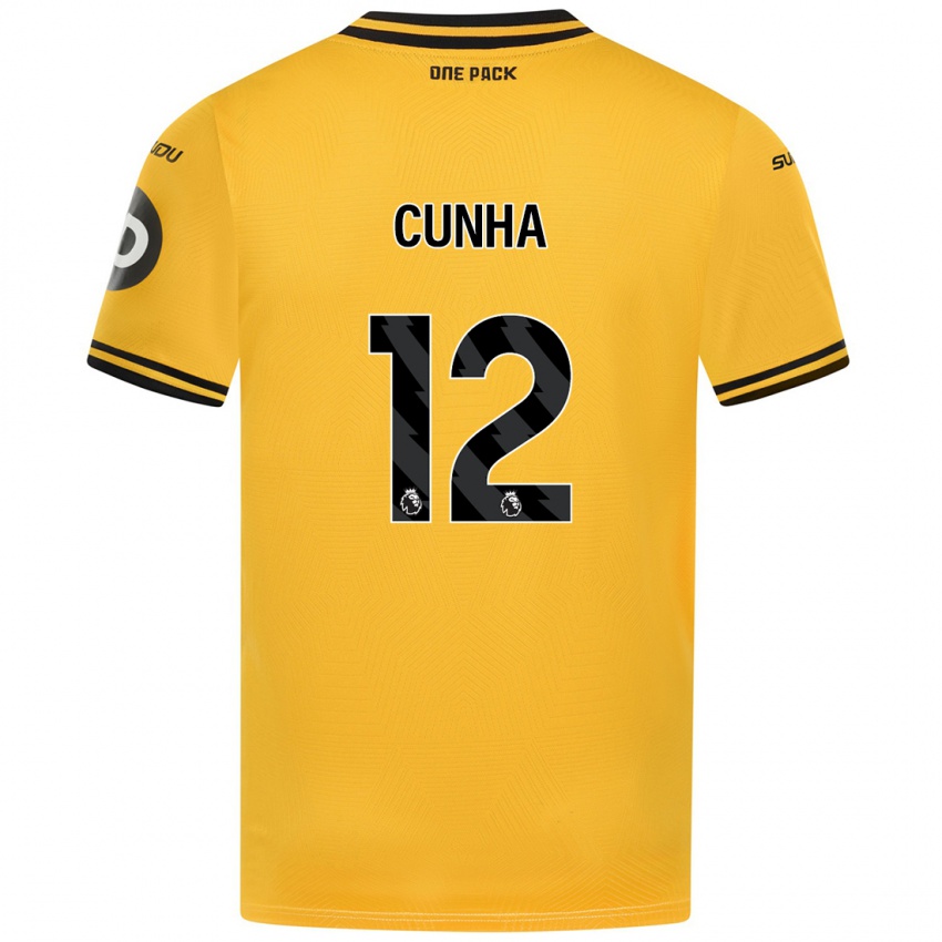 Kinderen Matheus Cunha #12 Geel Thuisshirt Thuistenue 2024/25 T-Shirt