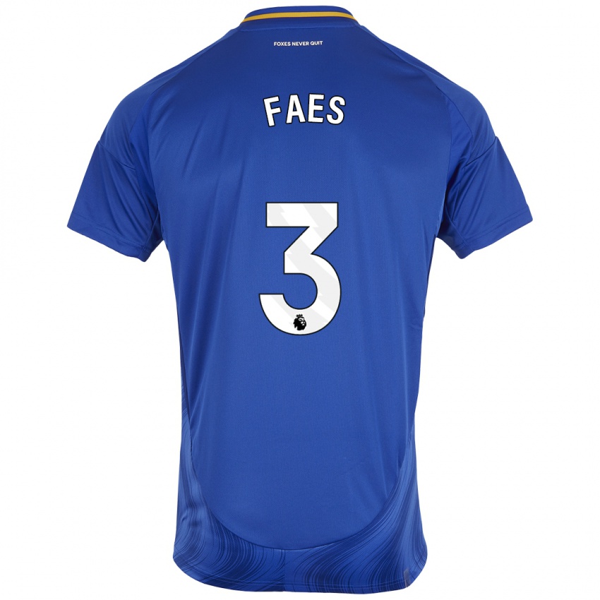 Kinderen Wout Faes #3 Blauw Wit Thuisshirt Thuistenue 2024/25 T-Shirt