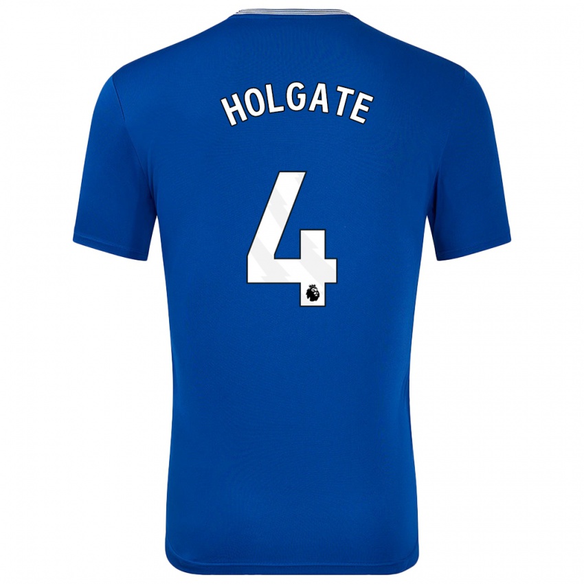 Kinderen Mason Holgate #4 Blauw Met Thuisshirt Thuistenue 2024/25 T-Shirt