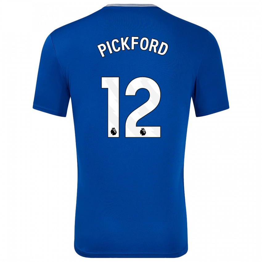 Kinderen Jordan Pickford #12 Blauw Met Thuisshirt Thuistenue 2024/25 T-Shirt