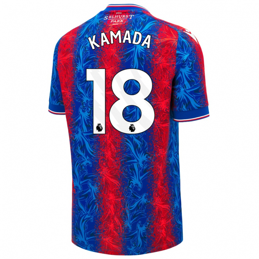 Kinderen Daichi Kamada #18 Rood Blauwe Strepen Thuisshirt Thuistenue 2024/25 T-Shirt