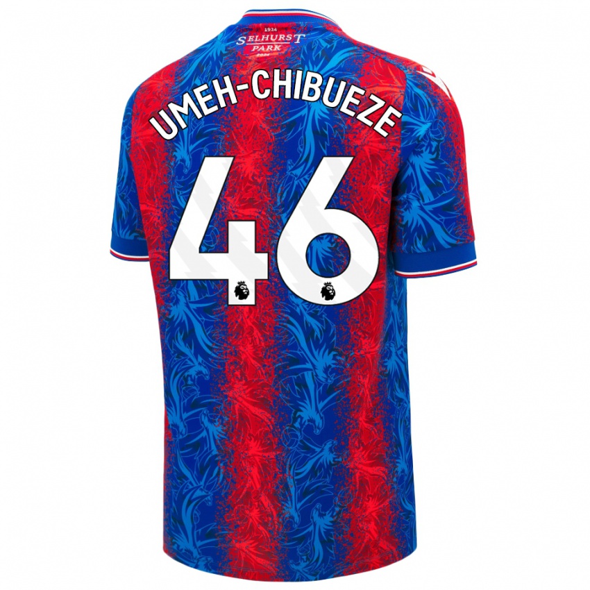 Kinderen Franco Umeh-Chibueze #46 Rood Blauwe Strepen Thuisshirt Thuistenue 2024/25 T-Shirt