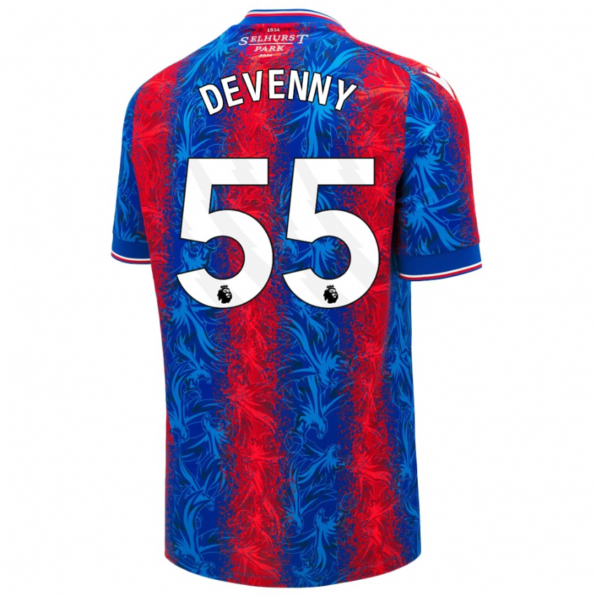 Kinderen Justin Devenny #55 Rood Blauwe Strepen Thuisshirt Thuistenue 2024/25 T-Shirt