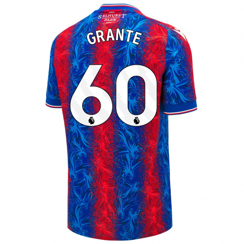 Kinderen Jake Grante #60 Rood Blauwe Strepen Thuisshirt Thuistenue 2024/25 T-Shirt