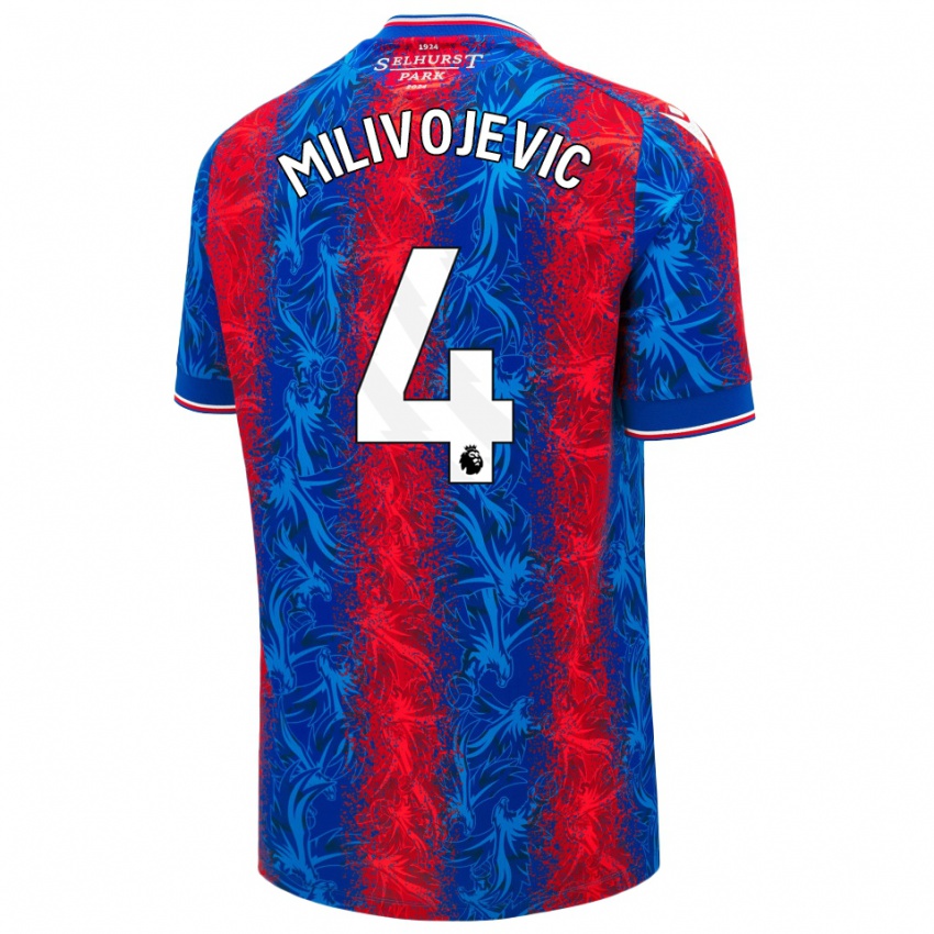 Kinderen Luka Milivojevic #4 Rood Blauwe Strepen Thuisshirt Thuistenue 2024/25 T-Shirt