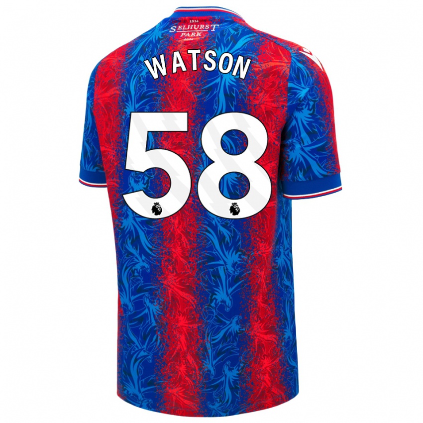 Kinderen Noah Watson #58 Rood Blauwe Strepen Thuisshirt Thuistenue 2024/25 T-Shirt