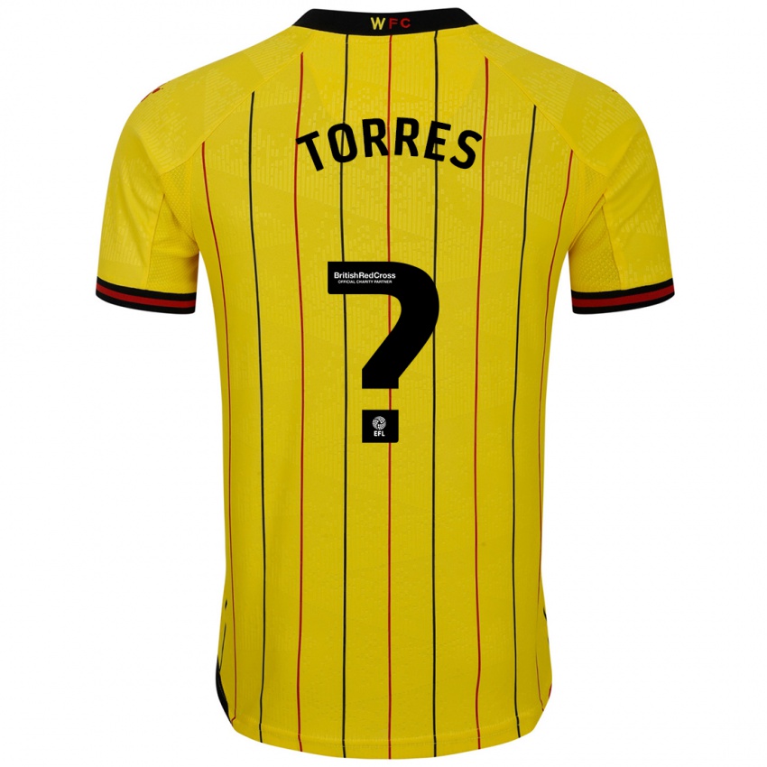 Kinderen Laken Torres #0 Geel Zwart Thuisshirt Thuistenue 2024/25 T-Shirt