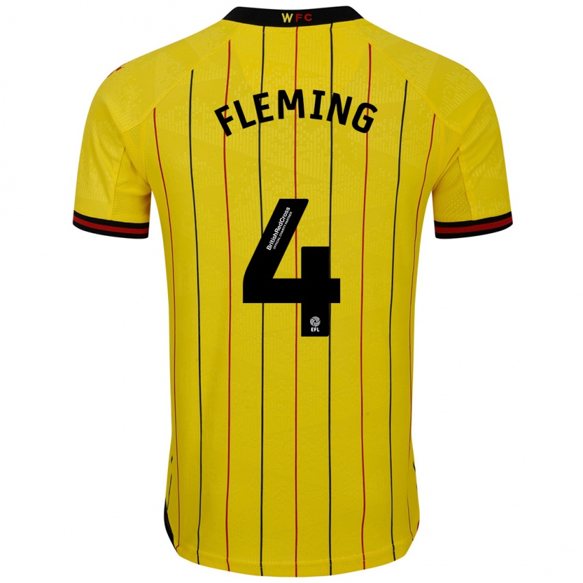 Kinderen Charlotte Fleming #4 Geel Zwart Thuisshirt Thuistenue 2024/25 T-Shirt