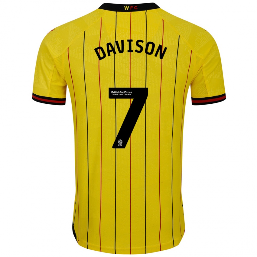 Kinderen Gemma Davison #7 Geel Zwart Thuisshirt Thuistenue 2024/25 T-Shirt