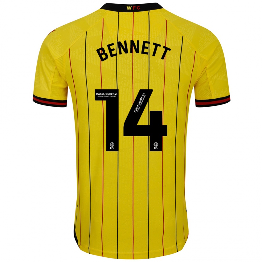 Kinderen Harley Bennett #14 Geel Zwart Thuisshirt Thuistenue 2024/25 T-Shirt