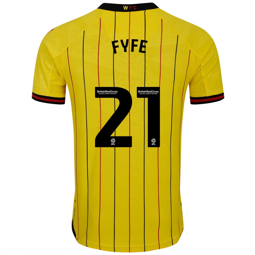 Kinderen Flo Fyfe #21 Geel Zwart Thuisshirt Thuistenue 2024/25 T-Shirt