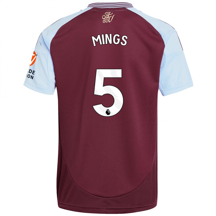 Kinderen Tyrone Mings #5 Bordeaux Hemelsblauw Thuisshirt Thuistenue 2024/25 T-Shirt