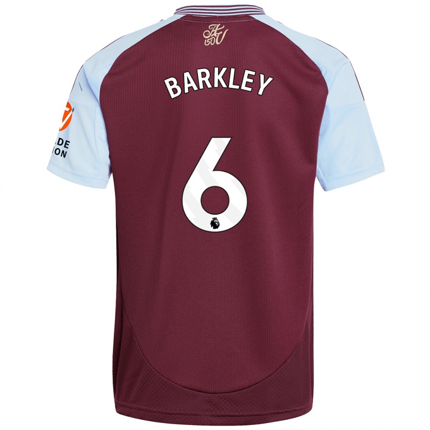 Kinderen Ross Barkley #6 Bordeaux Hemelsblauw Thuisshirt Thuistenue 2024/25 T-Shirt