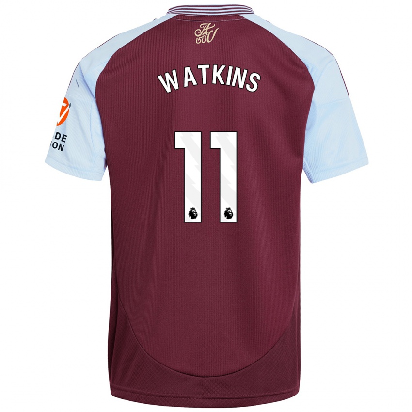 Kinderen Ollie Watkins #11 Bordeaux Hemelsblauw Thuisshirt Thuistenue 2024/25 T-Shirt