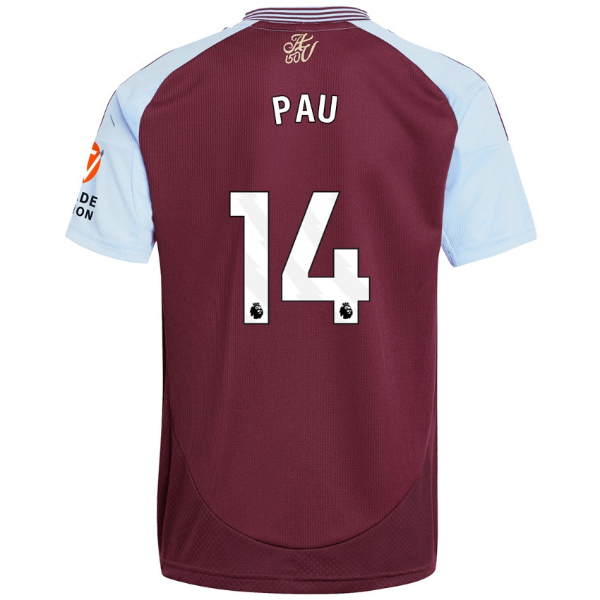 Kinderen Pau Torres #14 Bordeaux Hemelsblauw Thuisshirt Thuistenue 2024/25 T-Shirt