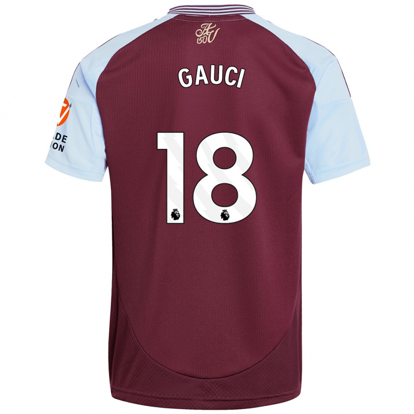 Kinderen Joe Gauci #18 Bordeaux Hemelsblauw Thuisshirt Thuistenue 2024/25 T-Shirt