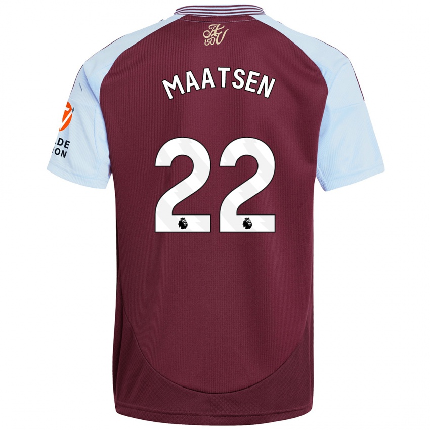 Kinderen Ian Maatsen #22 Bordeaux Hemelsblauw Thuisshirt Thuistenue 2024/25 T-Shirt