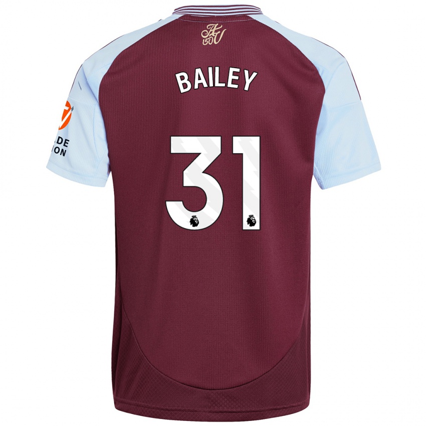 Kinderen Leon Bailey #31 Bordeaux Hemelsblauw Thuisshirt Thuistenue 2024/25 T-Shirt