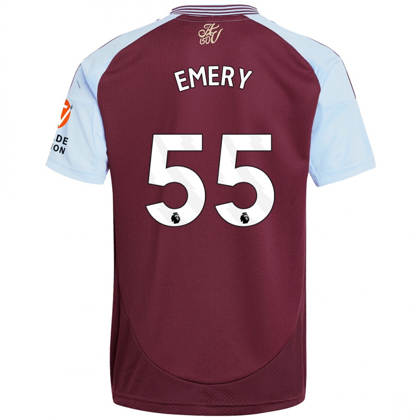 Kinderen Lander Emery #55 Bordeaux Hemelsblauw Thuisshirt Thuistenue 2024/25 T-Shirt