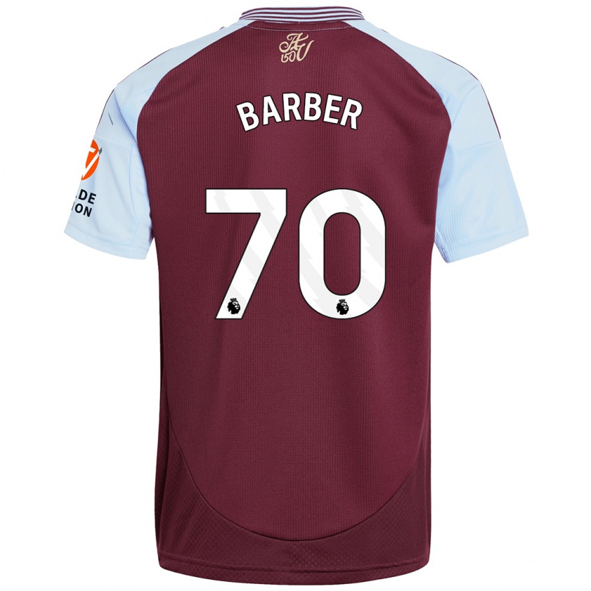 Kinderen Jayden Barber #70 Bordeaux Hemelsblauw Thuisshirt Thuistenue 2024/25 T-Shirt