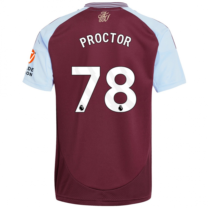 Kinderen Sam Proctor #78 Bordeaux Hemelsblauw Thuisshirt Thuistenue 2024/25 T-Shirt