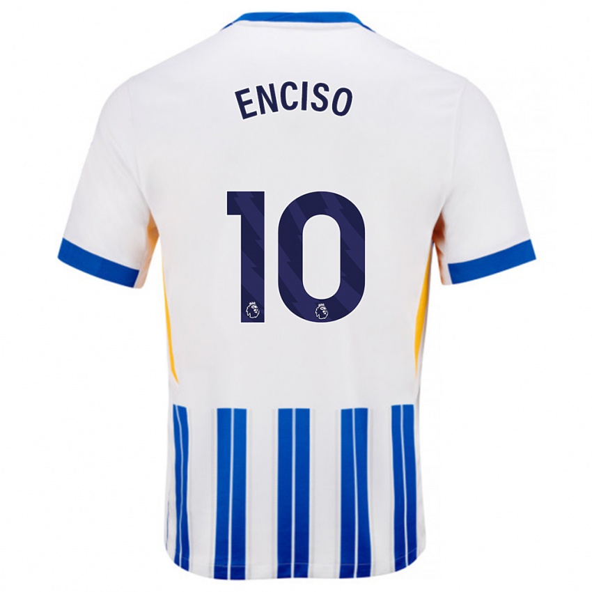 Kinderen Julio Enciso #10 Wit Blauwe Krijtstrepen Thuisshirt Thuistenue 2024/25 T-Shirt