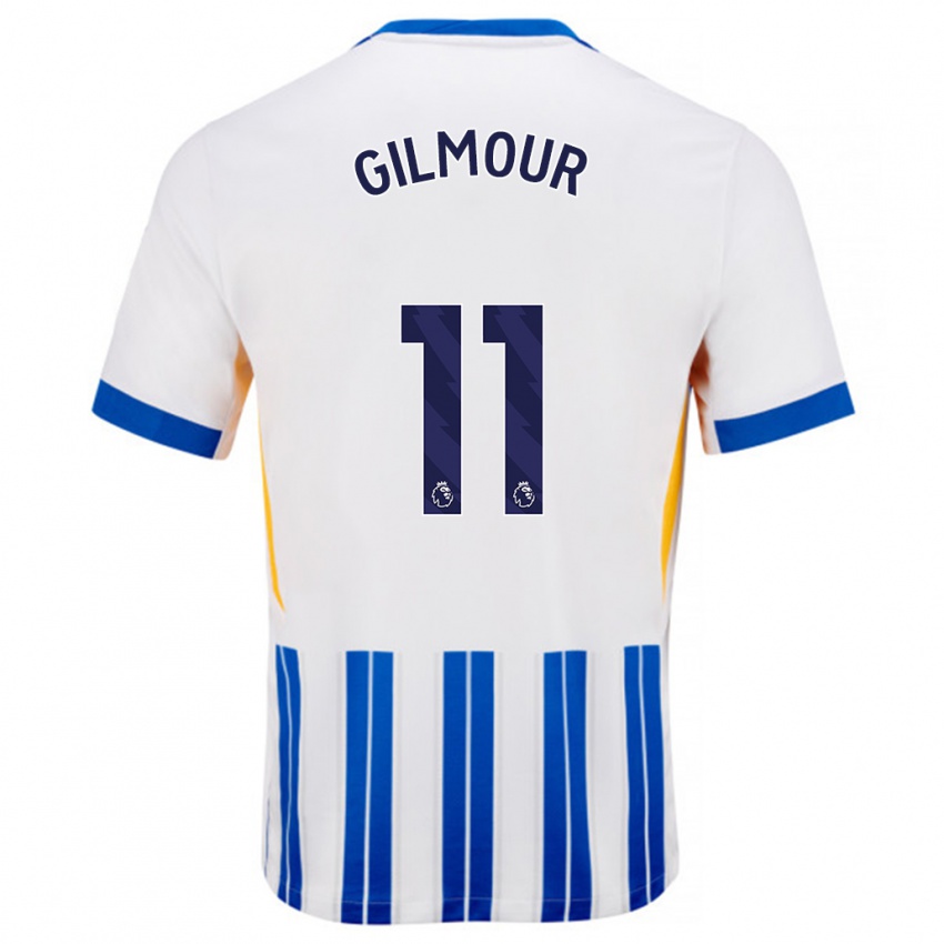 Kinderen Billy Gilmour #11 Wit Blauwe Krijtstrepen Thuisshirt Thuistenue 2024/25 T-Shirt