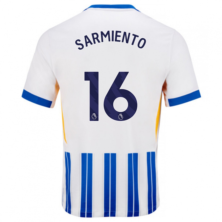 Kinderen Jeremy Sarmiento #16 Wit Blauwe Krijtstrepen Thuisshirt Thuistenue 2024/25 T-Shirt