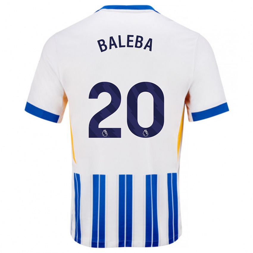 Kinderen Carlos Baleba #20 Wit Blauwe Krijtstrepen Thuisshirt Thuistenue 2024/25 T-Shirt