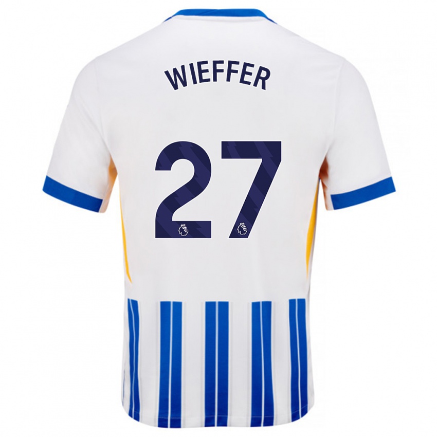 Kinderen Mats Wieffer #27 Wit Blauwe Krijtstrepen Thuisshirt Thuistenue 2024/25 T-Shirt