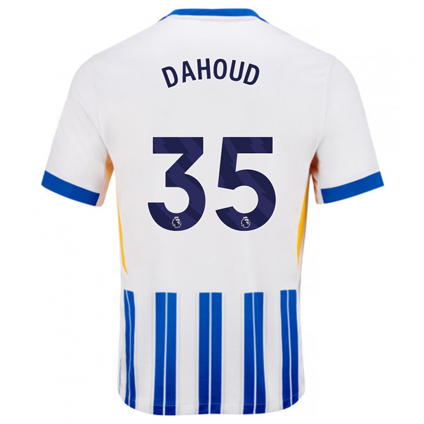 Kinderen Mahmoud Dahoud #35 Wit Blauwe Krijtstrepen Thuisshirt Thuistenue 2024/25 T-Shirt