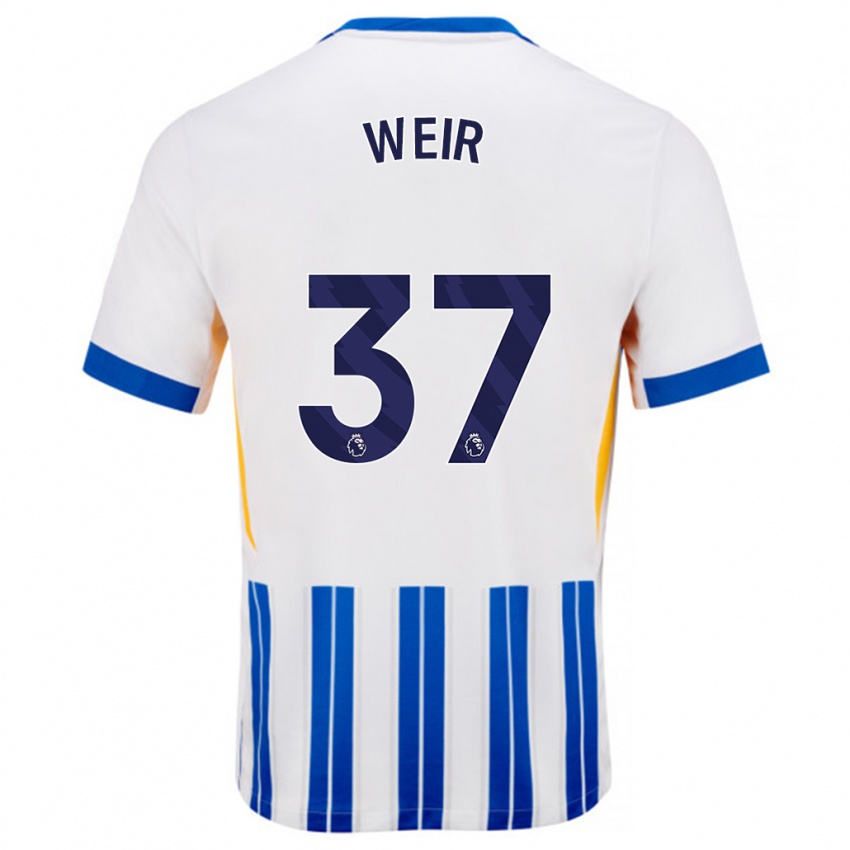 Kinderen Jensen Weir #37 Wit Blauwe Krijtstrepen Thuisshirt Thuistenue 2024/25 T-Shirt