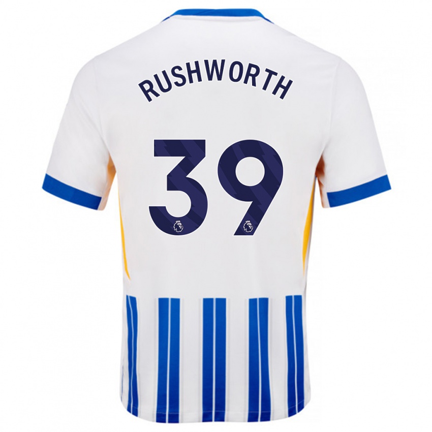 Kinderen Carl Rushworth #39 Wit Blauwe Krijtstrepen Thuisshirt Thuistenue 2024/25 T-Shirt