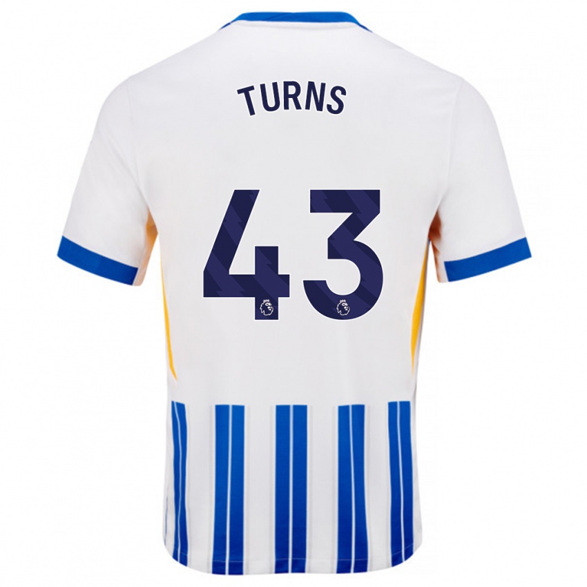 Kinderen Ed Turns #43 Wit Blauwe Krijtstrepen Thuisshirt Thuistenue 2024/25 T-Shirt