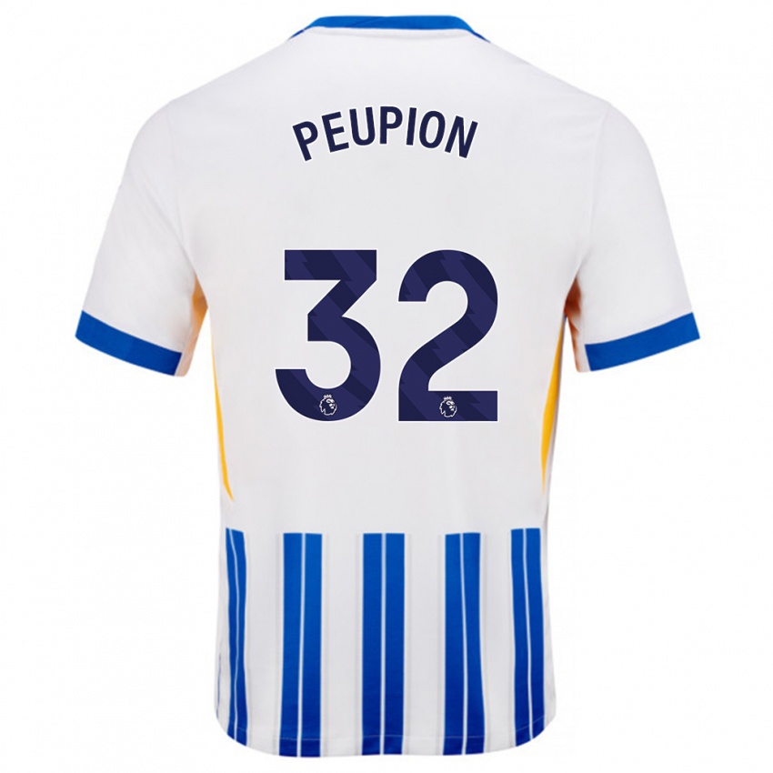 Kinderen Cameron Peupion #32 Wit Blauwe Krijtstrepen Thuisshirt Thuistenue 2024/25 T-Shirt