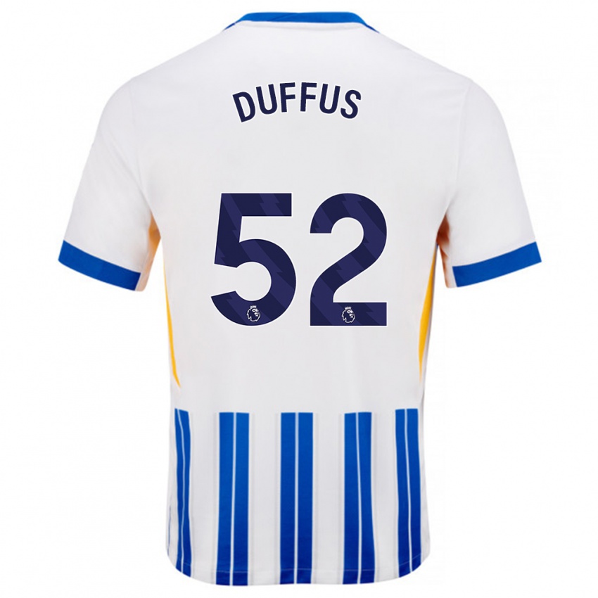 Kinderen Josh Duffus #52 Wit Blauwe Krijtstrepen Thuisshirt Thuistenue 2024/25 T-Shirt