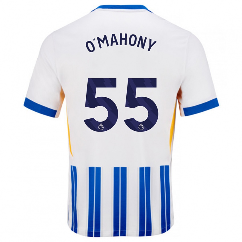 Kinderen Mark O'mahony #55 Wit Blauwe Krijtstrepen Thuisshirt Thuistenue 2024/25 T-Shirt